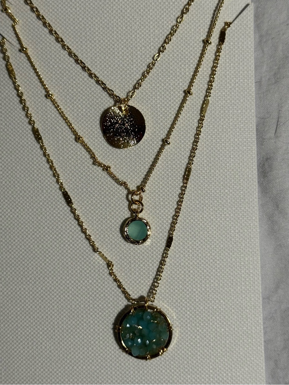 Layered Necklace Set with Aqua and Teal Pendants
